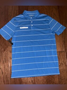 Nike Polo Dri-Fit Player Striped Golf Polo Blue NWT Size Medium